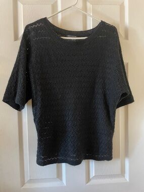 Black crochet Italian yarn wool alpaca mohair blend sweater tee gothic witchy